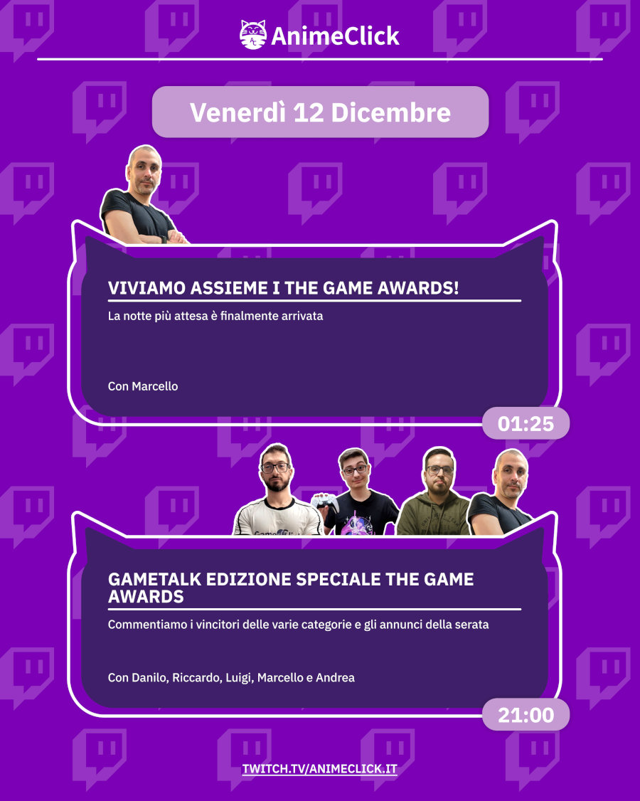 AnimeClick su Twitch: programma dall'8 al 14 dicembre AnimeClick su Twitch: programma dall'8 al 14 dicembre